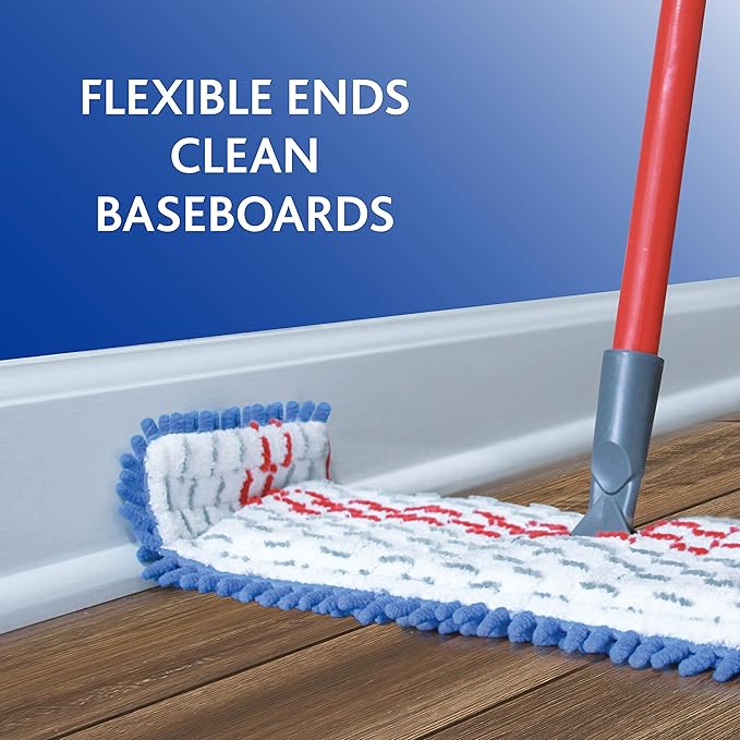 O-Cedar Hardwood Floor 'N More 3-Action Mop with 1 Extra Refill | Microfiber Mop with 3pc Handle | Use Wet or Dry Red