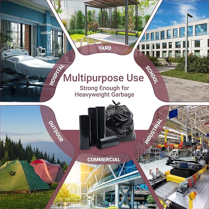 33-38 Gallon Heavy Duty Garbage Bags 100 Count 33in x 39in x 1.5mil - Extra Large for Kitchen Office Lawn and Outdoor Yard Waste