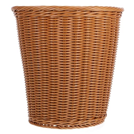 ABOOFAN Rattan Woven Trash Can No Lid Household Wastebasket for Kitchen and Bathroom Imitated Rattan Style Sturdy and Stylish Waste Container