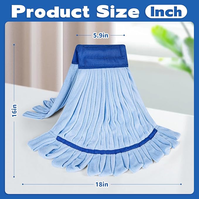 Large Microfiber Tube Mop HeadsTube Wet Mop Refill (6 inch)Blue Heavy Duty Industrial Wet Mop Head Refill Highly AbsorbentCommercial Mop Head ReplacementMachine WashableHardwood Floors(6)