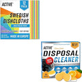 ACTIVE Swedish Dishcloths and Disposal Cleaner - Includes 12ct Cellulose Dish Cloths and 24ct Garbage Disposal Cleaning Tablets