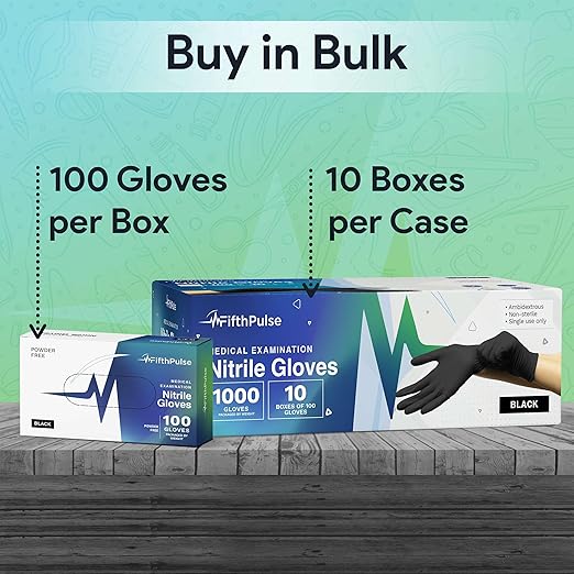 Black Small Nitrile Gloves Case of 1000 - Medical Grade - Latex-Free Powder-Free - Disposable Nitrile Gloves - Medical Exam Lab and Industrial Use