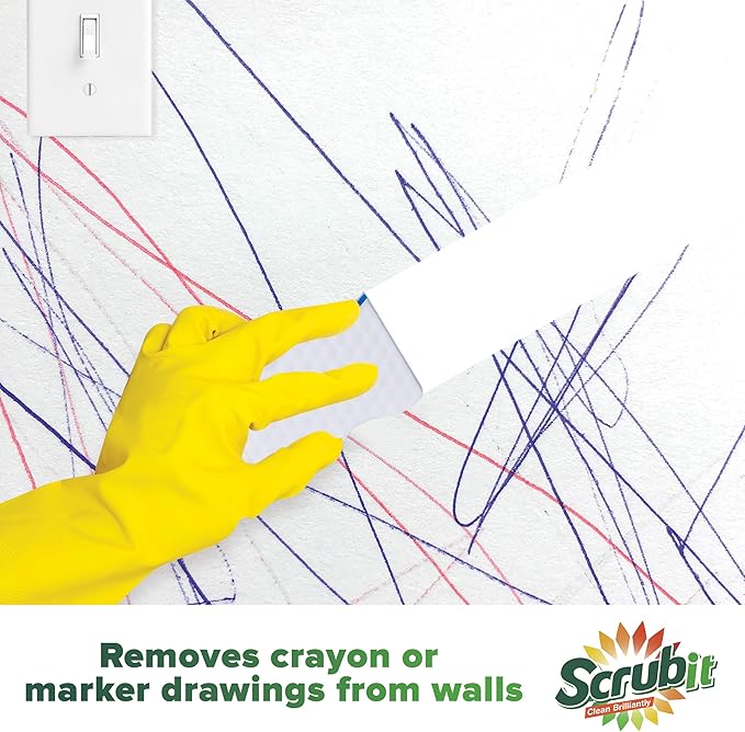 (25 Pack) Extra Durable Eraser Sponge by SCRUBIT - Kitchen Bathroom Floor &amp Wall Cleaner -Melamine Magic Cleaning Sponges - Extra Thick Erasers Best Cleaning Supplies for The Toughest Stains &a