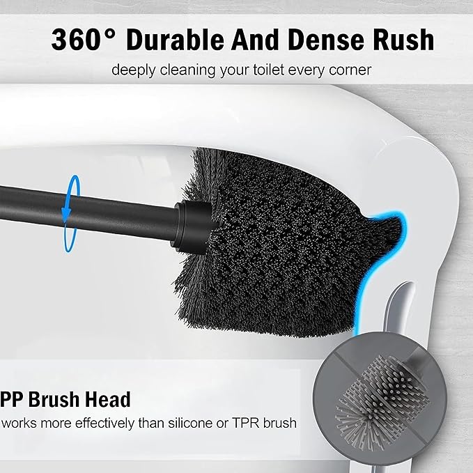 Vince Camuto Toilet Bowl Brush with Holder Durable Bathroom Cleaning Tool Modern Design for Easy Toilet Maintenance Bathroom Cleaner Brush for Efficient Cleaning and Hygiene