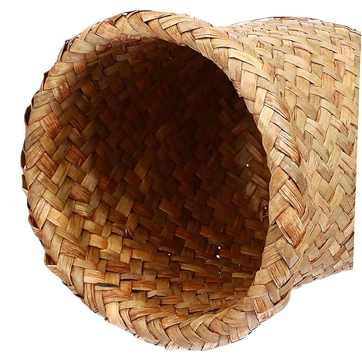 3pcs Wastebasket Trash can Trash Container bin Sundries Container Bathroom Trash can Kitchen Rubbish Bin dust bin Hand Woven Basket Trash Small can Straw Seaweed vase Office
