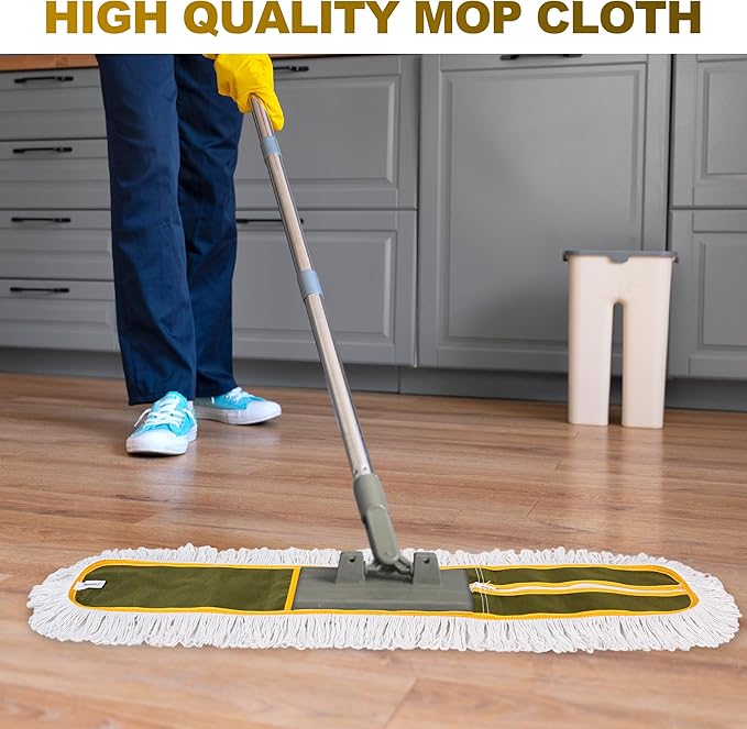 4-Pack 36'' Universal Microfiber and Cotton Mop Pads – Loop End - Easy Zipper - Compatible with Industrial Dust Mops – Reusable Replacement Heads for Commercial Floor Cleaning &amp Janitorial Supplie