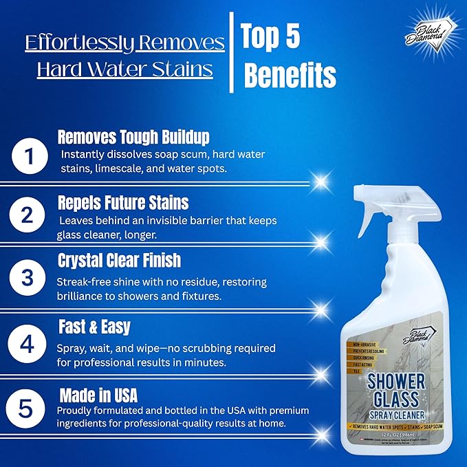 Black Diamond Stoneworks Bathroom Glass Cleaner Spray &amp Natural Stone Shower Sealer – 2 Pack Bathroom Bundle for Crystal-Clear Glass and Long-Lasting Stone Protection
