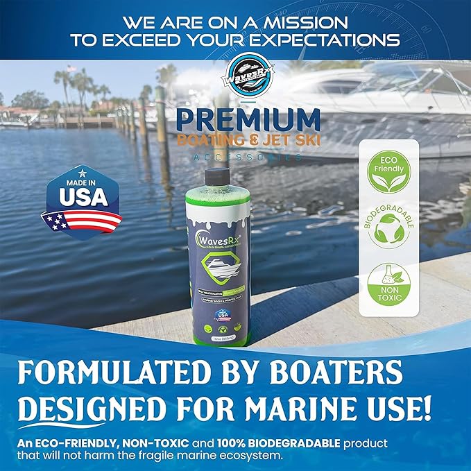 WAVESRX Salt Neutralizing Boat Soap &amp Jet Ski Wash with SiO2 Surface Protection (EpicWash+) Marine Grade Cleaner Removes Salt &amp Contaminants Protective Ceramic Coating Prevents UV Damage