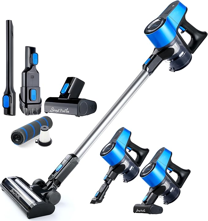 Sirena Proflex PetVac 2-in-1 Cordless Stick Vacuum Cleaner with Motorized Pet Brush for Pet Hair Removal Multi-Surface Cleaning and Portable Convenience