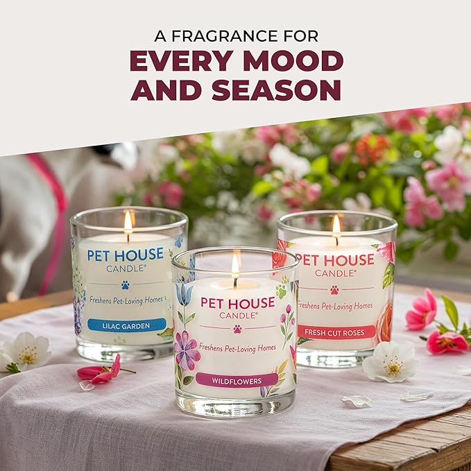 One Fur All Pet House Fall Candles Long Lasting Clean Burning Soy Wax Scented Candles for Pet Odor Autumn Harvest