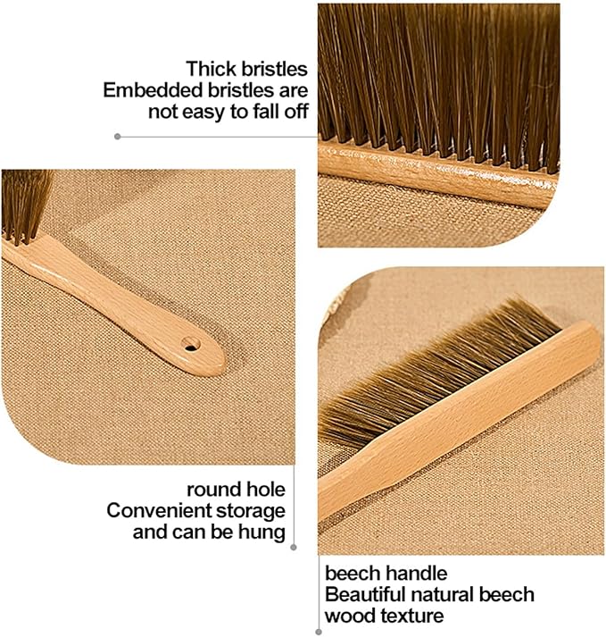 Hand Broom 2 Pcs Wood Drafting Brush Bristles are Neat and Dense Bench Brush Extended Handle for Comfortable Grip