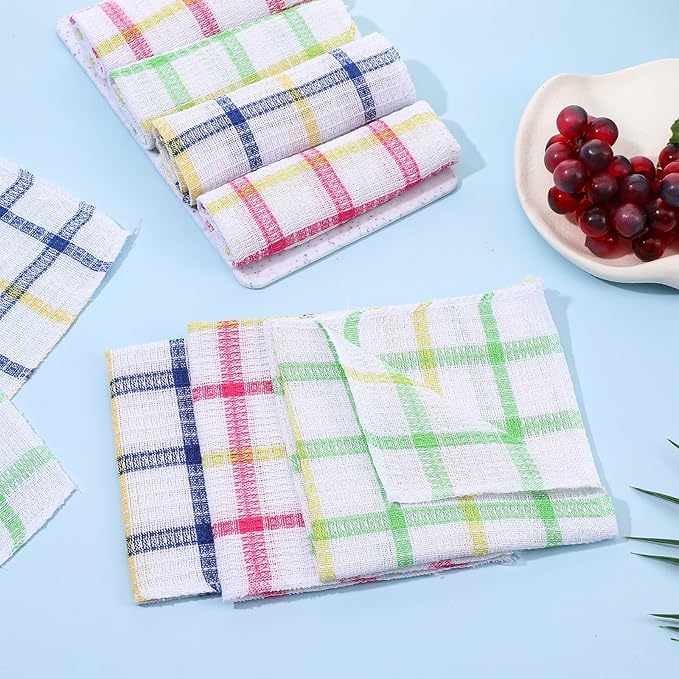 36 Pieces Kitchen Dish Cloths Dish Towels Washable Cleaning Cloth for Washing Dishes Wipe Glass Home Kitchen Household Supplies 12 x 12 Inch (3 Colors)