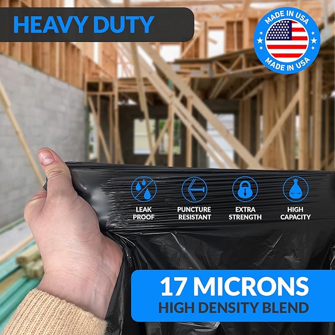 Reli. 55 Gallon Trash Bags Heavy Duty (100 Count) | Black | Twist Ties Included | Extra Tough Leak-Proof Garbage Bags | Ideal for Large Clean Ups