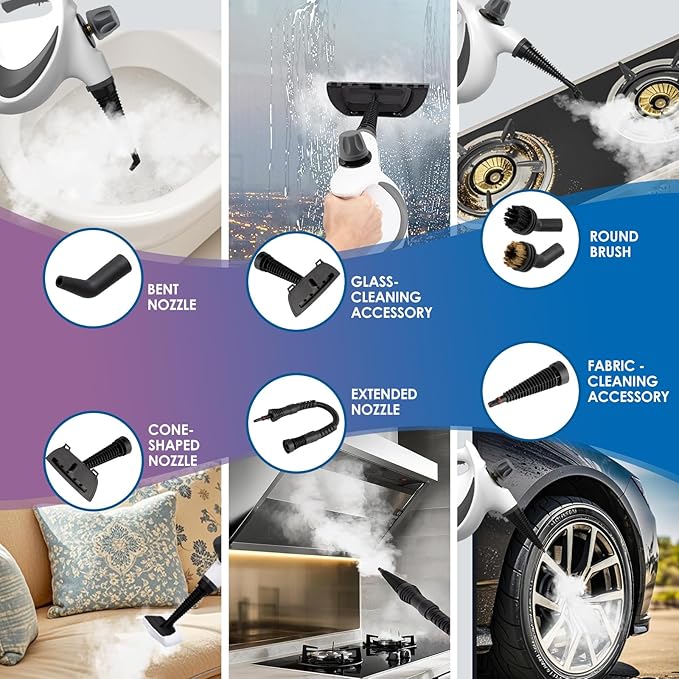 Handheld Steam Cleaner with 14-Piece Accessory Set Steam Cleaner for Home Use Portable Steamer for Cleaning Car Upholstery Tile Grout Home