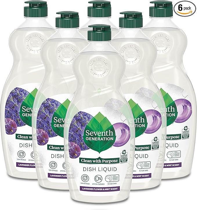 Seventh Generation Dish Soap Liquid Lavender Flower &amp Mint Scent Pack of 6 Dishwashing Soap Dish Detergent Liquid Soap 19 oz