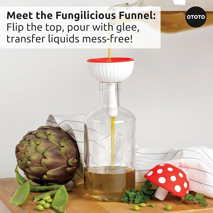 OTOTO Forest Trio Bundle of Beardy Magic Mushroom Fun Guy - Gnomes Dish Brush Fungilicious Kitchen Funnel Fridge Deodorizer Mushroom Decor Cute Kitchen Accessories Unique Mushroom Gnome Gifts