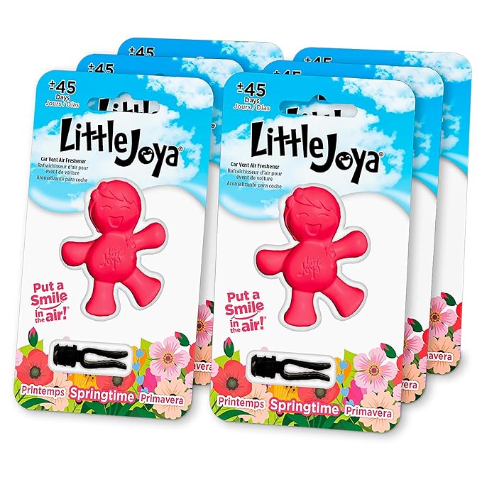 Little Joya 96034-6PK Springtime Car Air Freshener Vent Clip Provides Long-Lasting Freshness in a Compact Design Fights Odors for up to 45 Days Cute Car Odor Eliminator Non-Toxic Pack of 6