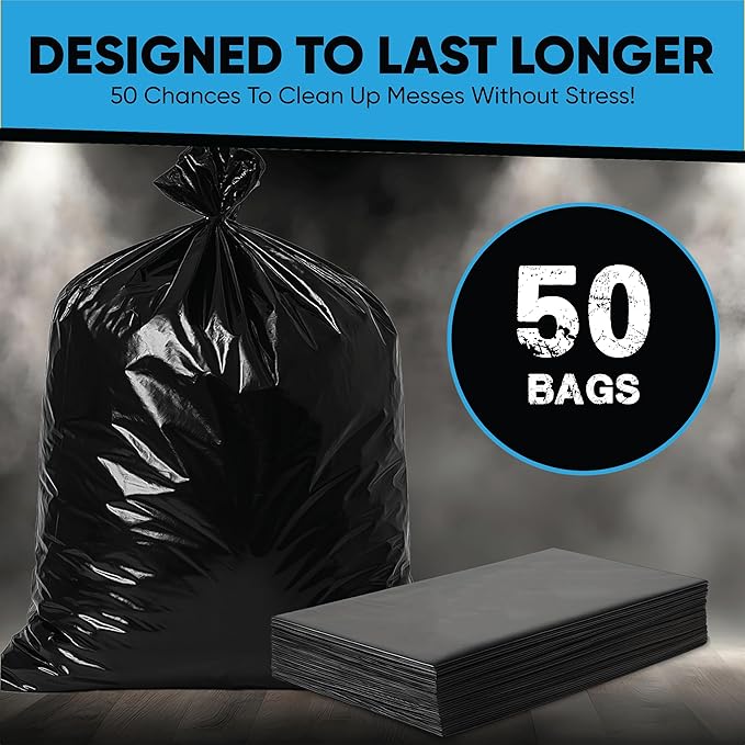95-96 Gallon Trash Bags Heavy Duty | 50 Count | Extra Large 95-96 Gallon Trash Can Liners | 90-100 Gal for Outdoor Commercial and Home Use