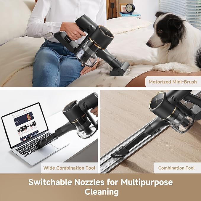 DREAME Cordless Stick Vacuum R20 Pure 150AW Powerful Suction Celeste LED Illumination Anti-Tangle Hard Floor &amp Carpet Cleaning Up to 90Min Runtime LED Screen Lightweight Versatile Attachme