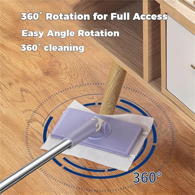 2026 Upgraded Snap Grip Mini Mop Zero Touch Mini Mops Cloth Changing Mini Mop with Automatic Hands Free Push Pull Handle Retractable Disposable Dust Mops(2PCS+20CLOTHS)