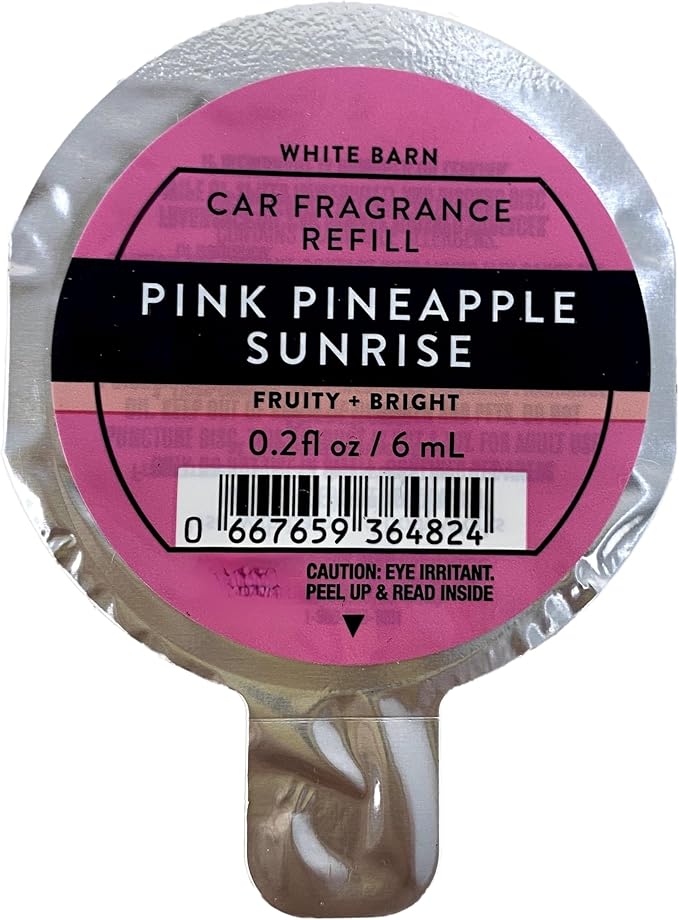 Bath &amp Body Works Pink Pineapple Sunrise 4 Pack Car Fragrance Refill with a Natural Oats Sample Soap
