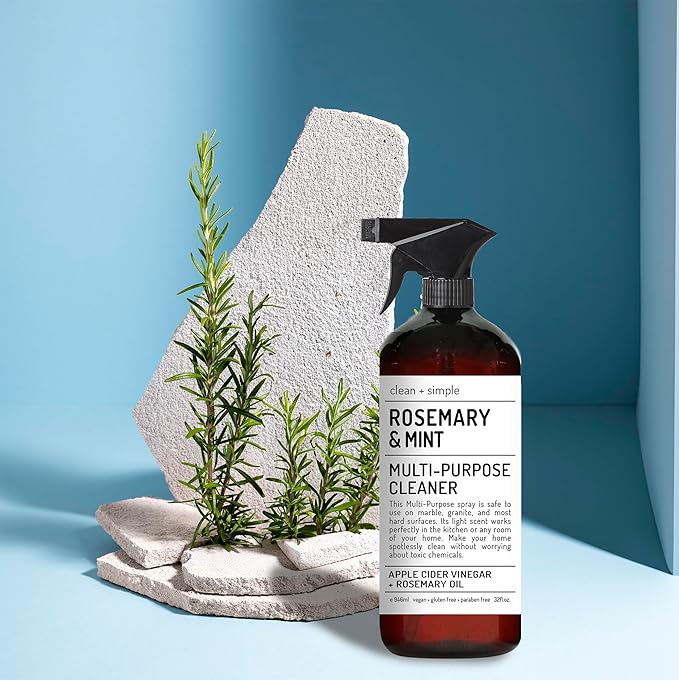 Clean + Simple Multi Purpose Cleaners | With Apple Cider Vineager Rosemary And Tea Tree Oil | Set of 4 32oz bottles | Home and Body Company