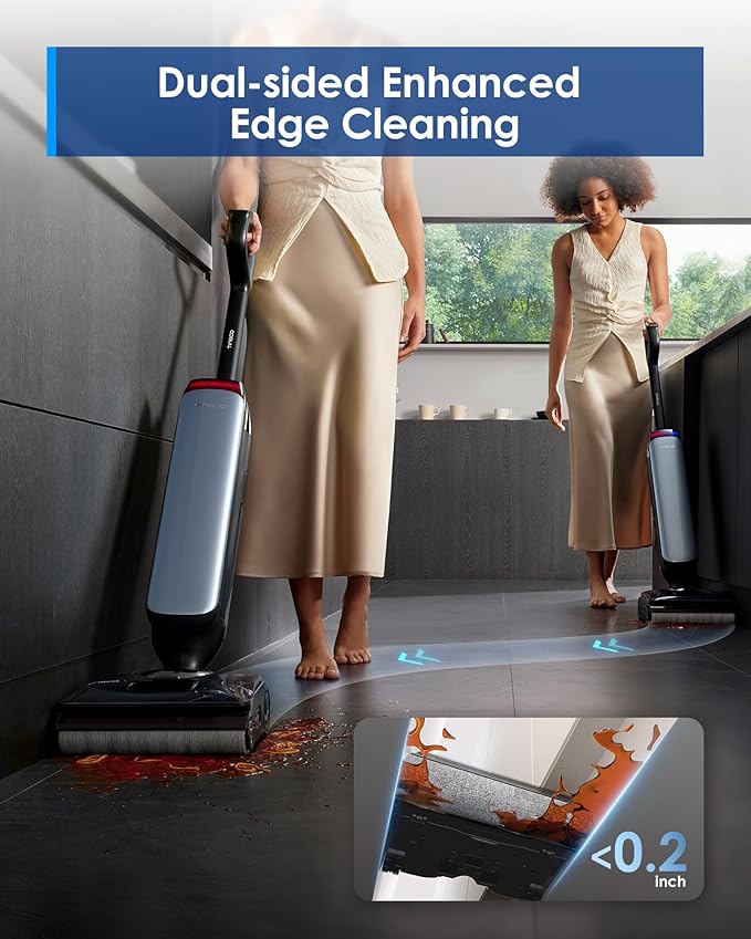 Tineco Floor One S9 Artist Pro Wet Dry Vacuum Cleaner 22kPa Suction 360° SmoothDrive Anti-Tangle Design 185°F Flashdry 75 Min Runtime Dual-Edge Cleaning 180° Lay-Flat
