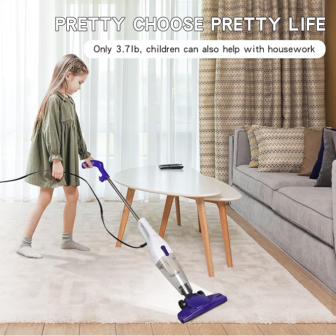Intercleaner Corded Vacuum Cleaner 15KPa Powerful Suction with 400W Motor 12 in 1 Lightweight Bagless Stick Vac with Handheld Ultra Quiet for Hardwood Floor Carpet Car Pet Hair Car Pet Hair