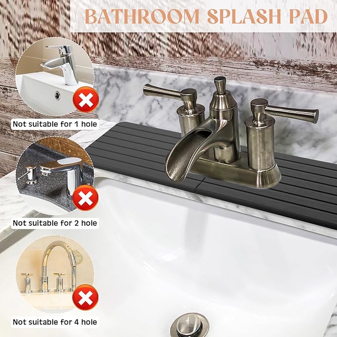 an Oval Hole Gray Faucet Mat for Kitchen Sink Bathroom 17.32 x 4.6 Kitchen Faucet Absorbent Mat Diatomite Splash Guard Quick Drying Stone Drip Catcher Hole 6.22  x 2.28