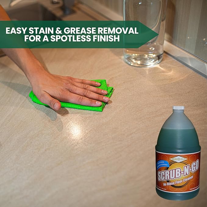 Sun-Glo SCRUB-N-GO - Bio-Enzymatic Multi-Surface Cleaner No Rinse for Floor Cleaner Grout Cleaner and Tile Cleaner Ideal for Kitchen Cleaner - 4x1 Gallon Case