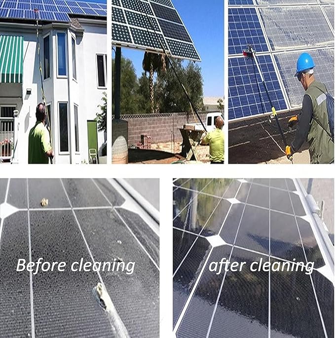 Telescopic Water fed Window Cleaner Set with 7m Rod and 30cm Brush Head Ideal for Cleaning Photovoltaics and Solar Panels