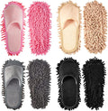 Jecery 4 Pair Washable Microfiber Mop Slippers Detachable Dusting Shoes for Floor Cleaning Office &amp Home Use Suitable for Women &amp Men(Black Beige Pink GrayM Size)