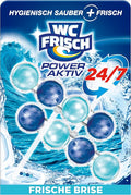 WC-Frisch Kraft Active Fragrance Rinser Fresh Breeze (2 x 50 g) Toilet Cleaner for Cleaning with Every Flush Fragrance Stones for Long-Lasting Fresh Fragrance + 50% Anti-limescale Effect