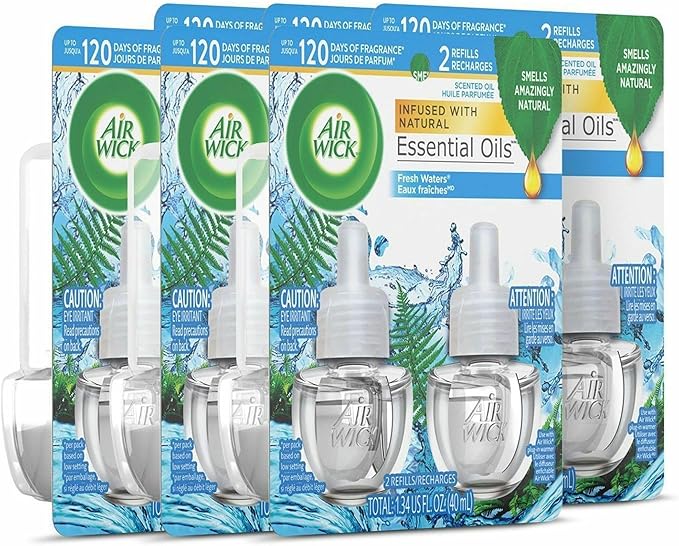 Air Wick Scented Oil Warmer Refills 0.67 Oz Fresh Waters 2 Refills Per Pack Carton Of 6 Packs