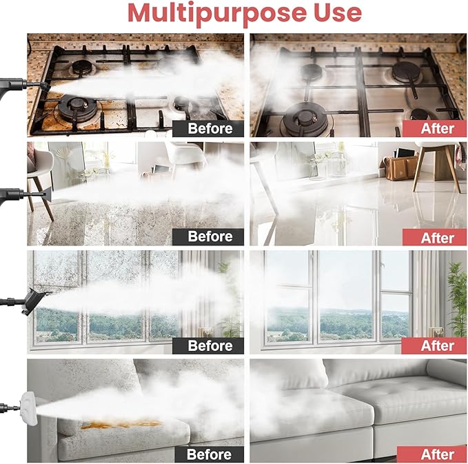 Handheld Steam Cleaner for Home 2500W High Pressure Steam Cleaner for Car Detailing 3 Steam Levels 1600Ml Tank High Heat Steamer for Bed Bugs Couch Furniture Kitchen Bathroom Floors