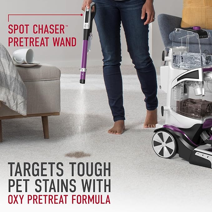 Hoover SmartWash Pet Automatic Carpet Cleaner Machine with Spot Chaser Wand Deep Cleaning Carpet Shampooer Machine Pair with a Hoover Carpet Cleaner Solution for a Bright Refreshed Home