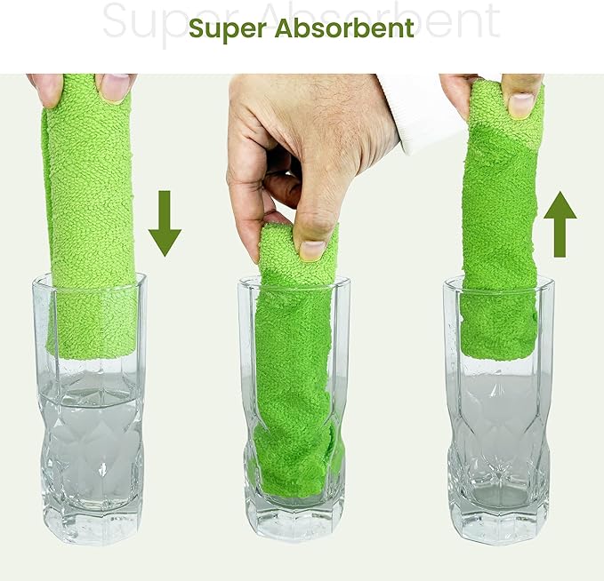 Greenfound Microfiber Cleaning Cloth Roll -80 PackTear Away Microfiber Towels for CarReusable Paper Towels WashableAbsorbentLint Free Cleaning Rags for HouseKitchenWindow-11.5×11.5(Wave Green)