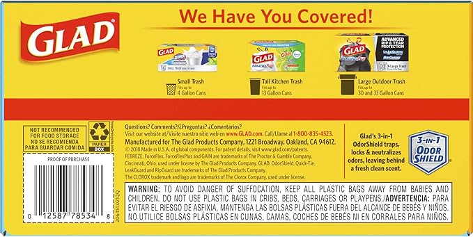 Glad OdorShield Trash Bag White 80 Count