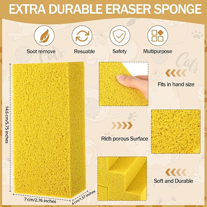 8 Pack Pet Hair Lifter Remover Sponge Cat and Dog and Other Pet Hair from Furniture Carpet Bedding and Clothing Removal Tool 5.91 x 2.76 x 1.57 Inches