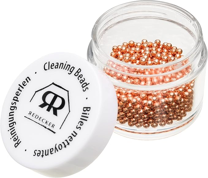Redecker Decanter Cleaning Beads Copper-Clad Steel Beads for Vases Bottles &amp Carafes Approx. 1000 Beads 3mm in Storage Box for Narrow Neck Glassware Cleaning Made in Netherlands