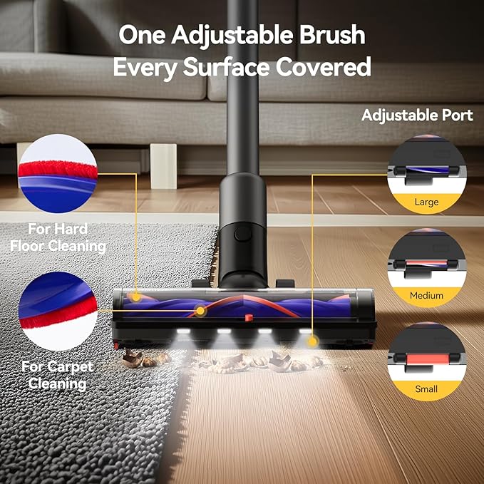 Vacuum Cleaners for Home Anti-Tangle Cordless Stick Vacuum Cleaner Up to 90 Minutes with HEPA Filter 590W Wireless Rechargeable Portable Vacuum for Household Pet Hair Carpet Hardwood Tile Couch Bed