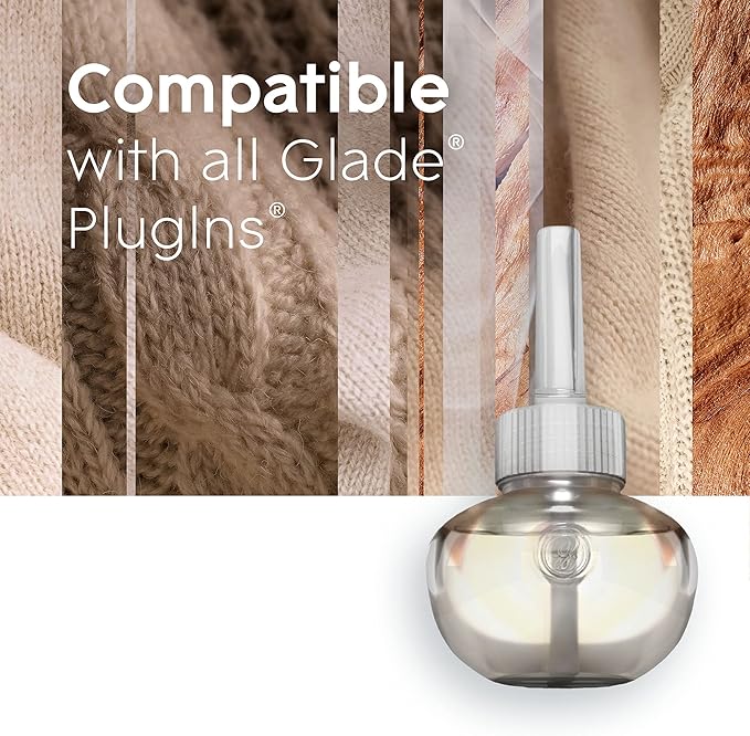 Glade PlugIns Refills Air Freshener Scented and Essential Oils for Home and Bathroom Cashmere Woods 6.7 Fl Oz 10 Count (Packaging May Vary) (Pack of 2)