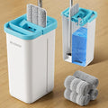 Mop and Bucket Set Mops for Floor Cleaning Squeeze Flat Mop and Bucket System Dry &amp Wet Wall Mop Cleaner with Long Handle for Household Cleaning with 4 Microfiber Mops Turquoise-Cyan