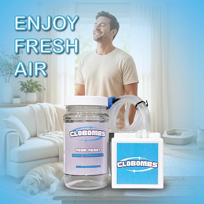 Odor Eliminator for Home - Advanced Chlorine Dioxide Odor Removal Kit Neutralizes Smoke Pet Urine Mildew &amp Skunk in 1 Hour - 400 Sq Ft Includes Bubbler