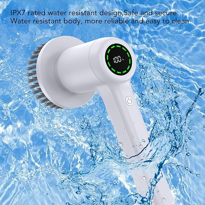 Pssopp Electric Cleaning Brush Dual Speed Handheld Power Scrubber with 3 Brush Heads for Cleaning Shower Tile Grout Sink