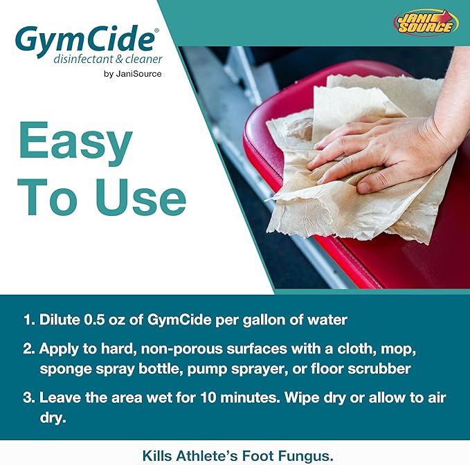 GymCide Concentrated Disinfectant &amp Cleaner For Gym Equipment Sport Helmets Yoga Mats Locker Rooms and Physical Therapy Centers Gallon (Case of 4)…