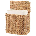 Wicker Trash Can with Lid and Liner Bathroom Trash Can with Lid Natural Water Hyacinth Wicker Waste Basket Boho Rattan Garbage Wastebasket for Bedroom Living Room Office Kitchen