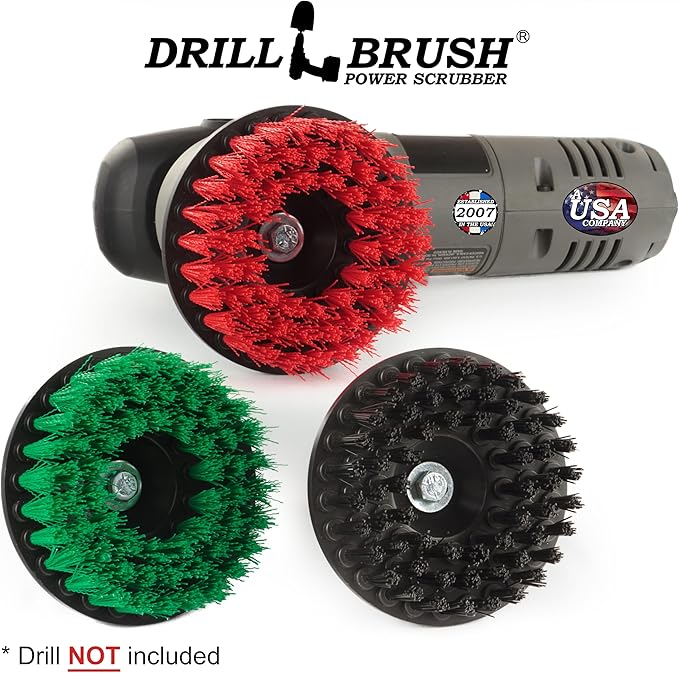 Construction Tools - Medium Stiff Ultra Stiff Scrub 3 Brush Kit - Threaded - 5/16 x 24 - fits Electric - Cordless - Air Pneumatic - Dual Action - Orbital - Rotary - Buffer - Polisher - Machine