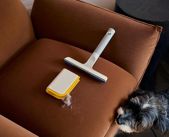 Joseph Joseph CleanTech 3pc Pet Hair Cleaning Tool Set Manual Rake for Carpet Upholstery &amp Furniture with Extension Pole