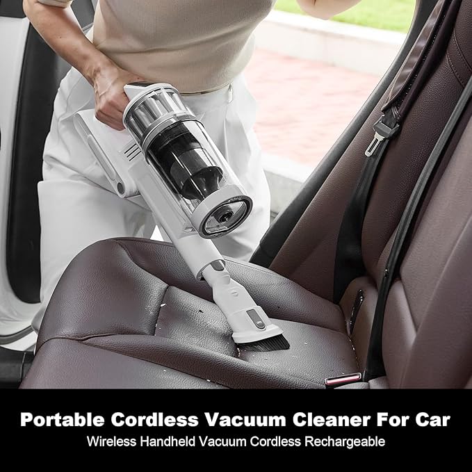 Cordless Vacuum Cleaner - Vacuum Cleaners for Home 45KPA 550W Stick Handheld Portable 60 Mins Runtime Rechargeable Battery Pet Hair Hardwood Floor Vac Household Lightweight Hand Vac V10 White